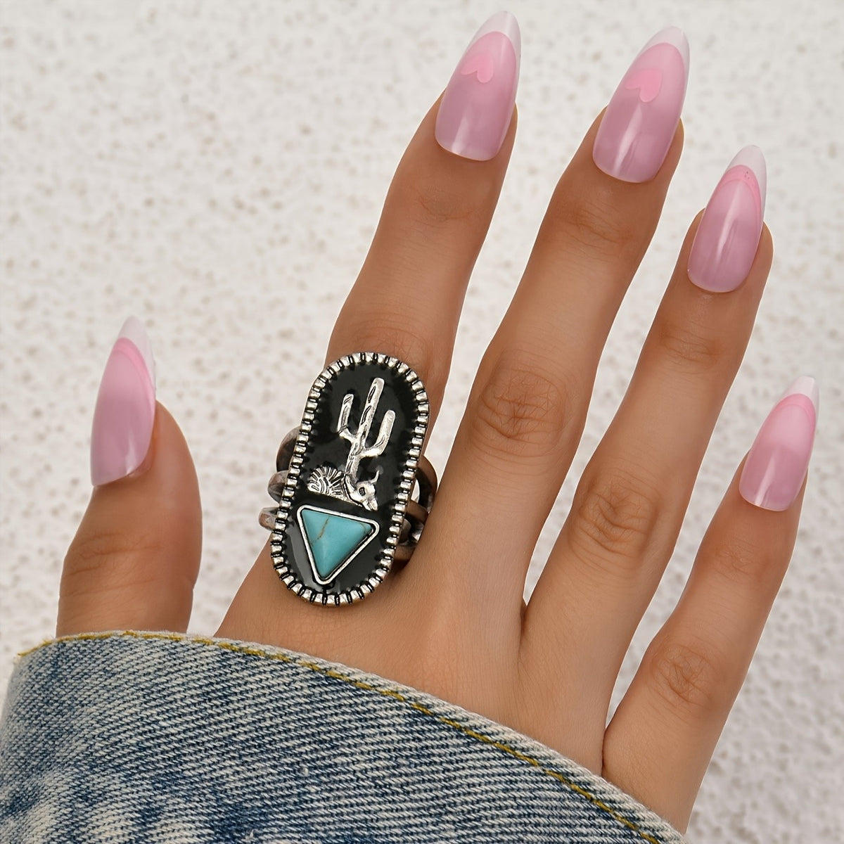 Boho Cactus Turquoise Statement Ring