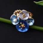 Whimsical Blue Enamel Flower Statement Ring