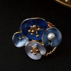 Whimsical Blue Enamel Flower Statement Ring