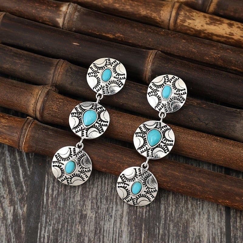Boho Turquoise Moon Drop Earrings