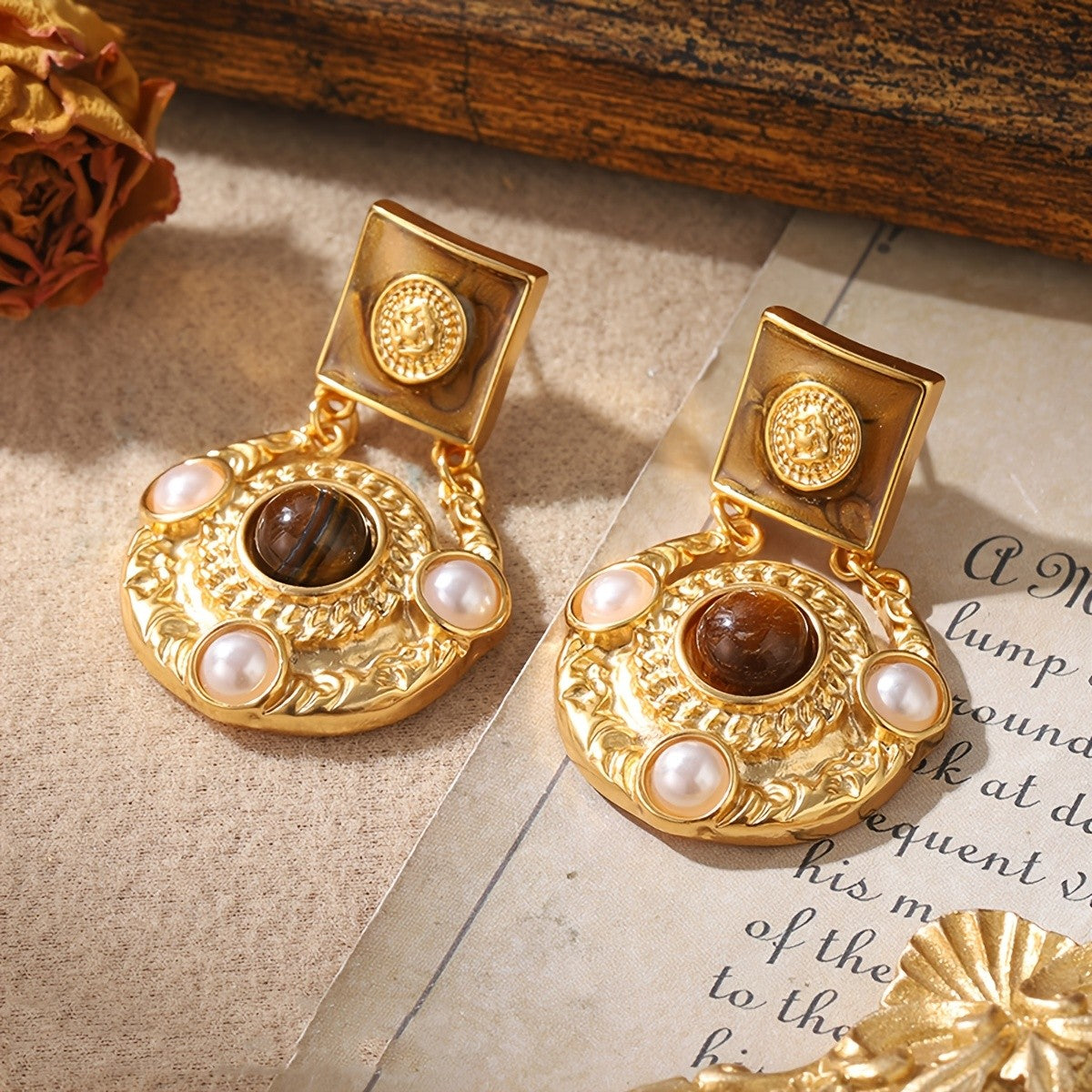 Regal Turquoise Pearl Drop Earrings