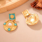 Regal Turquoise Pearl Drop Earrings