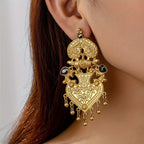 Ornate Floral Heart Dangle Earrings