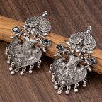 Ornate Floral Heart Dangle Earrings