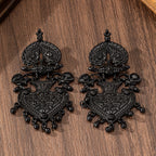 Ornate Floral Heart Dangle Earrings