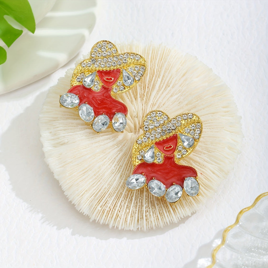 Whimsical Red Girl Drop Earrings