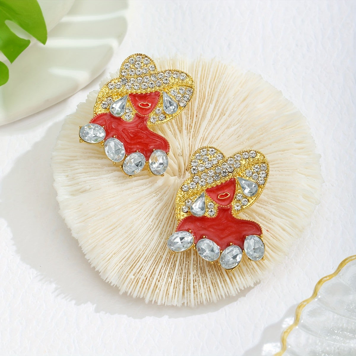 Whimsical Red Girl Drop Earrings