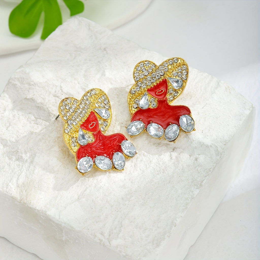 Whimsical Red Girl Drop Earrings