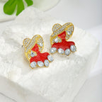 Whimsical Red Girl Drop Earrings
