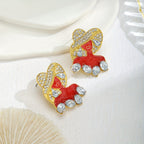 Whimsical Red Girl Drop Earrings