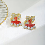 Whimsical Red Girl Drop Earrings