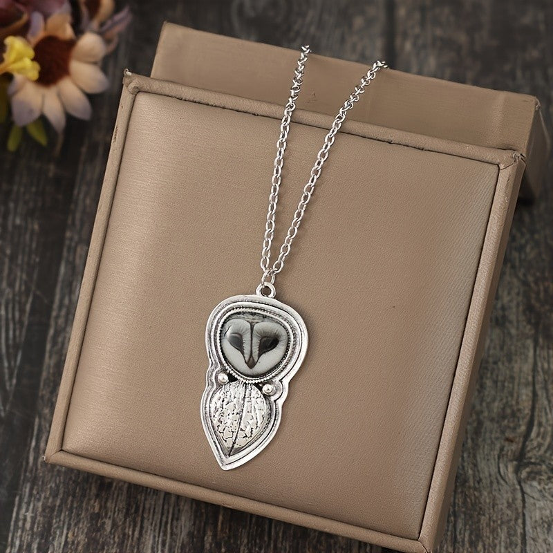 Boho Owl Leaf Pendant Necklace