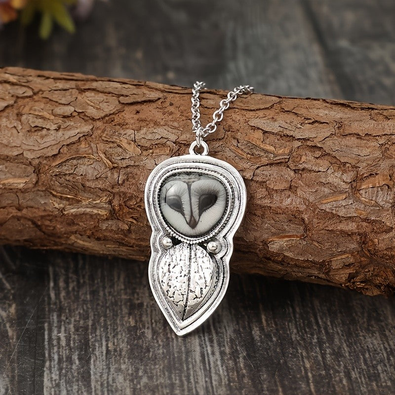 Boho Owl Leaf Pendant Necklace