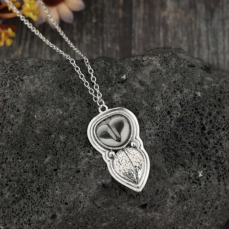 Boho Owl Leaf Pendant Necklace