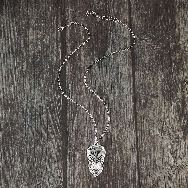 Boho Owl Leaf Pendant Necklace