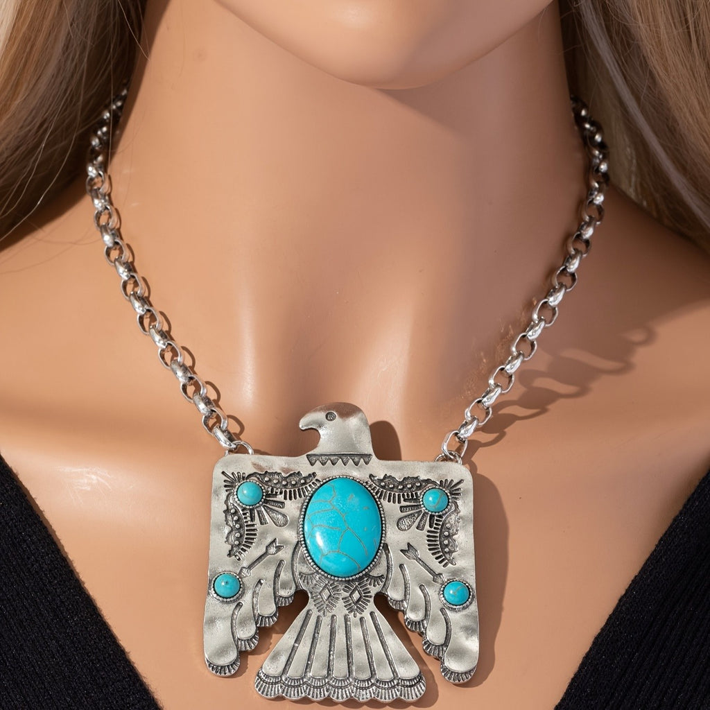 Boho Eagle Turquoise Necklace