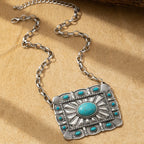 Boho Turquoise Geometric Pendant Necklace