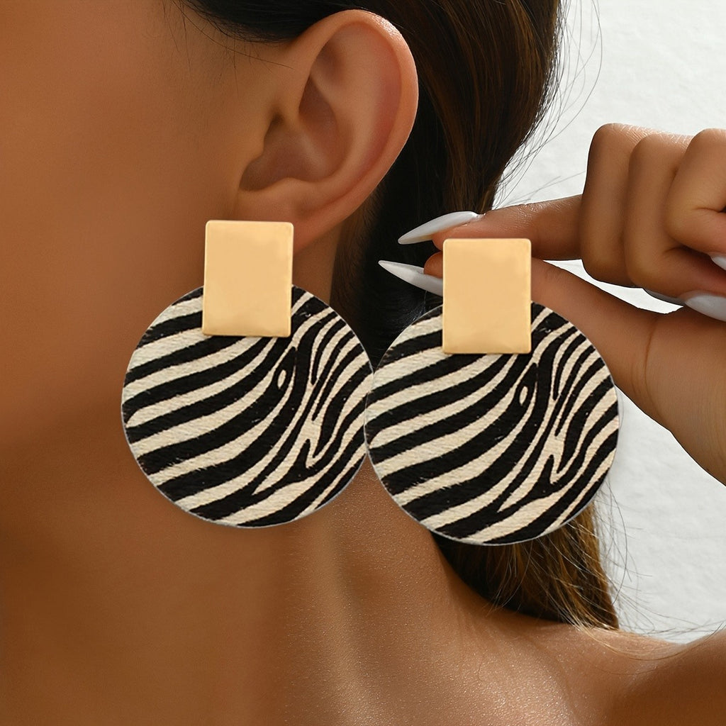 Zebra Print Tiered Drop Earrings