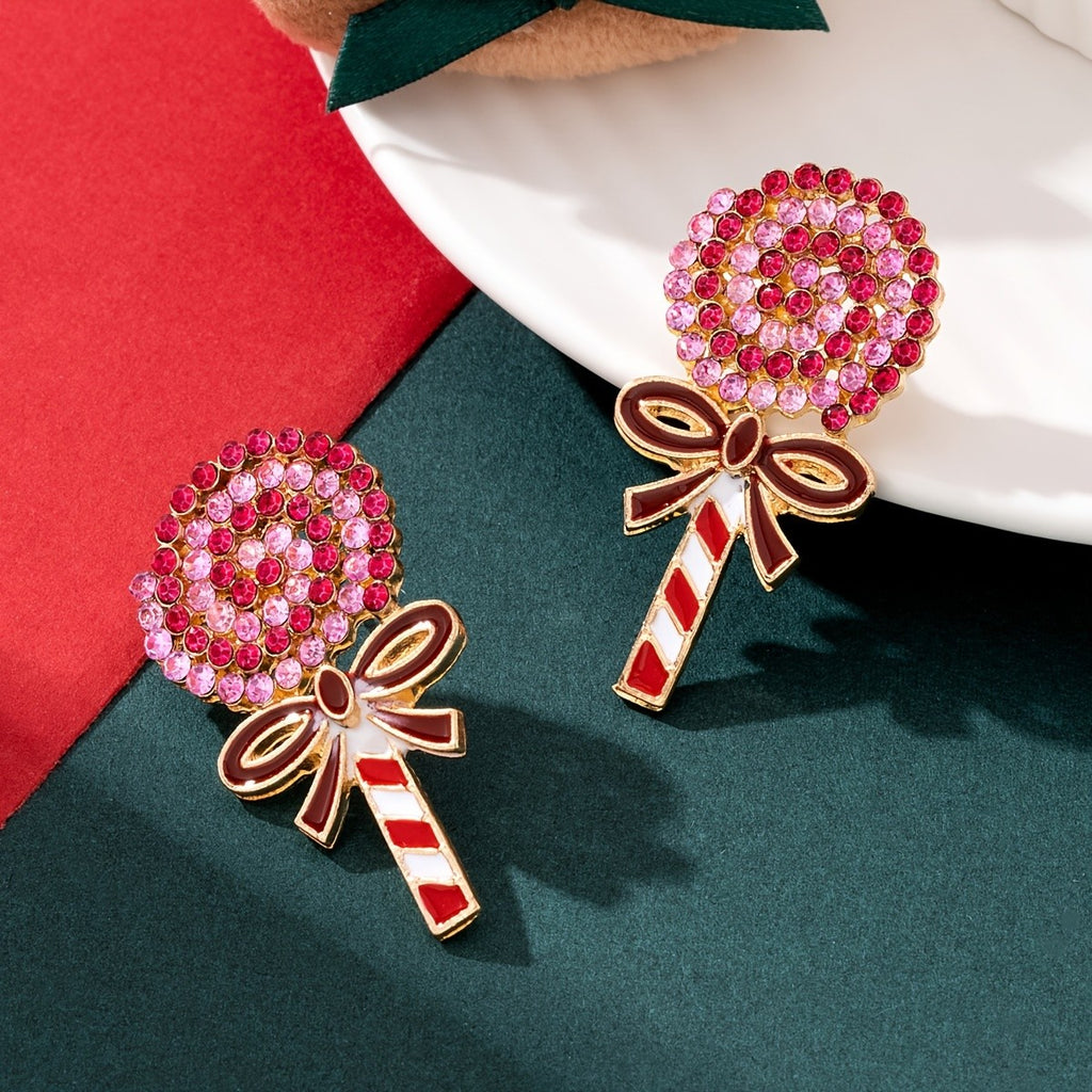 Festive Pink Candy Drop Earrings