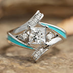 Turquoise Inlay Square Gemstone Ring