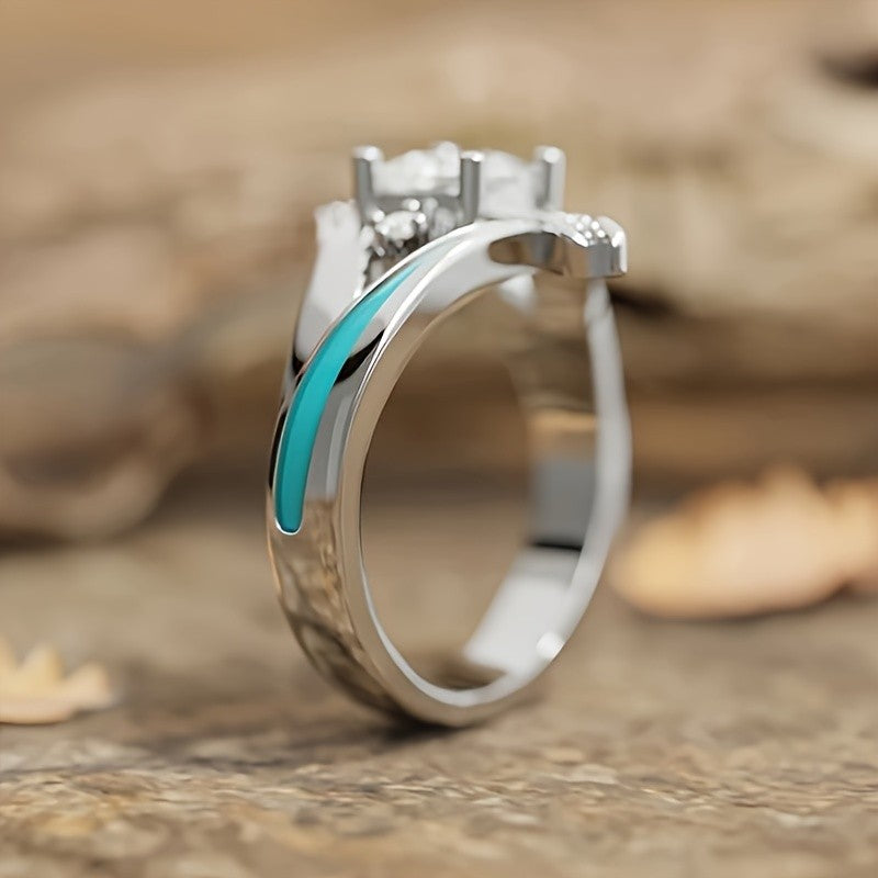 Turquoise Inlay Square Gemstone Ring