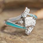 Turquoise Inlay Square Gemstone Ring