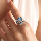 Carved Floral Turquoise Statement Ring