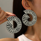 Bold Striped Spiral Drop Earrings