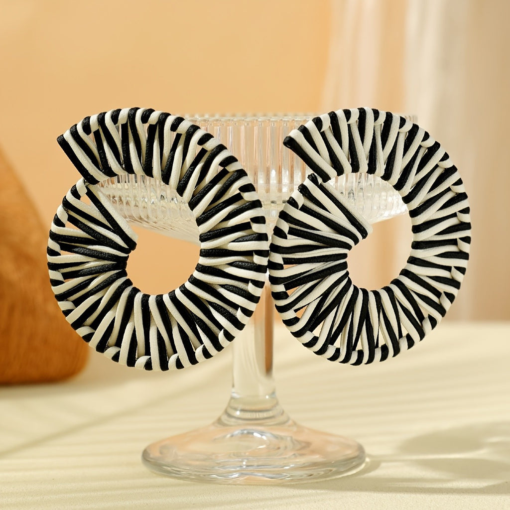 Bold Striped Spiral Drop Earrings