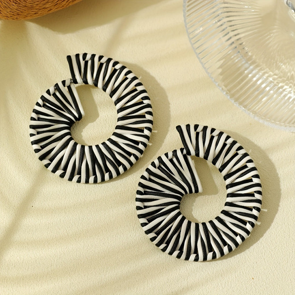 Bold Striped Spiral Drop Earrings