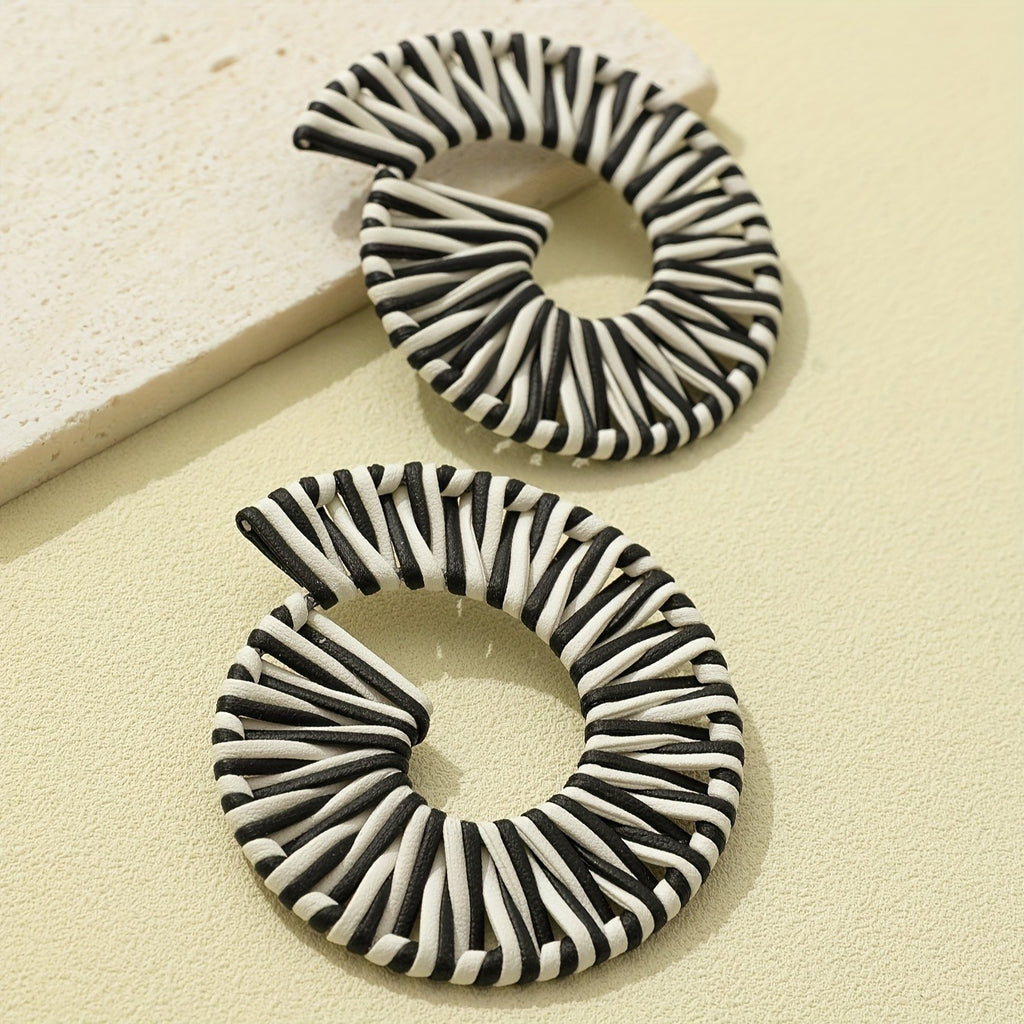Bold Striped Spiral Drop Earrings