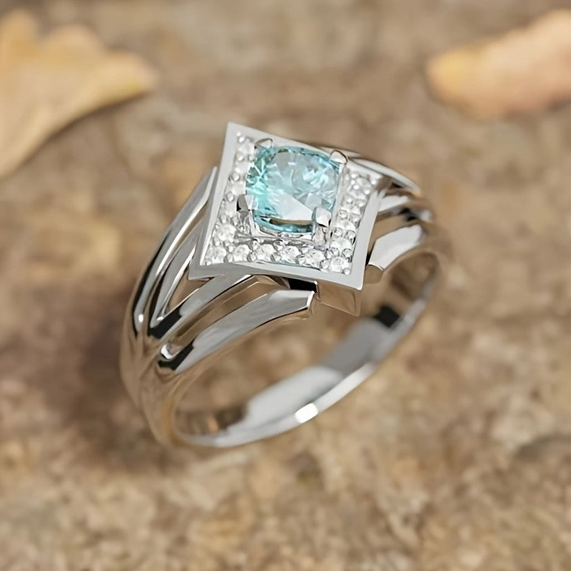 Geometric Blue Gemstone Statement Ring