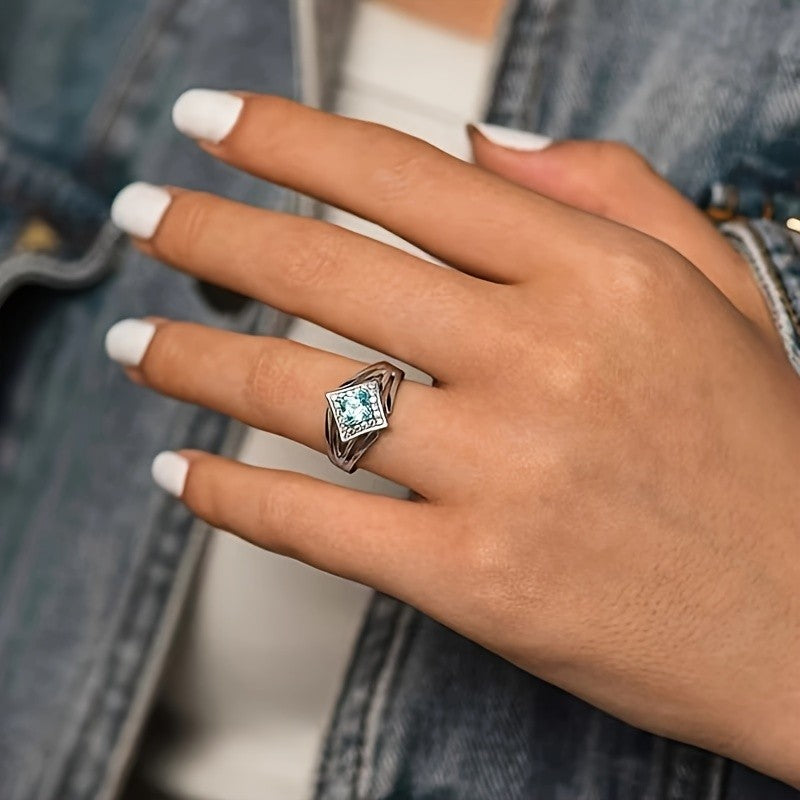 Geometric Blue Gemstone Statement Ring
