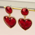 Bold Red Heart Drop Earrings