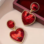Bold Red Heart Drop Earrings