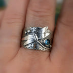 Textured Dragonfly Gemstone Ring