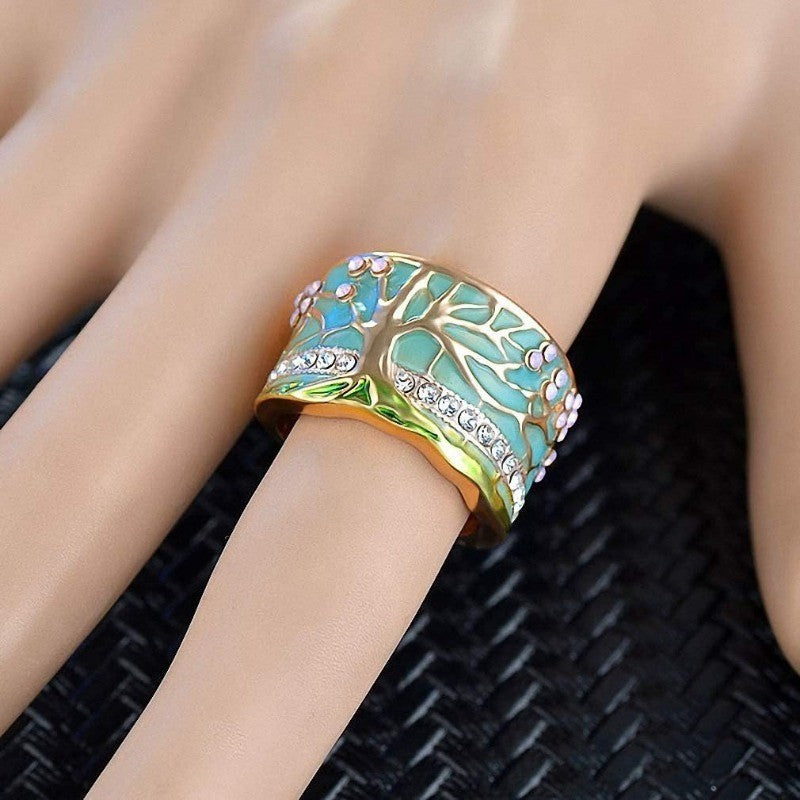 Turquoise Tree of Life Statement Ring