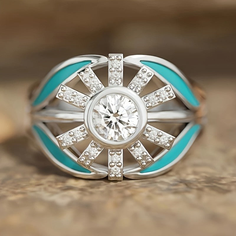 Turquoise Sunburst Statement Ring