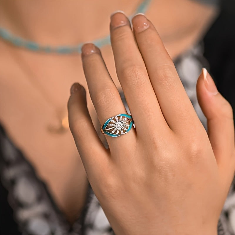 Turquoise Sunburst Statement Ring