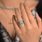Turquoise Sunburst Statement Ring
