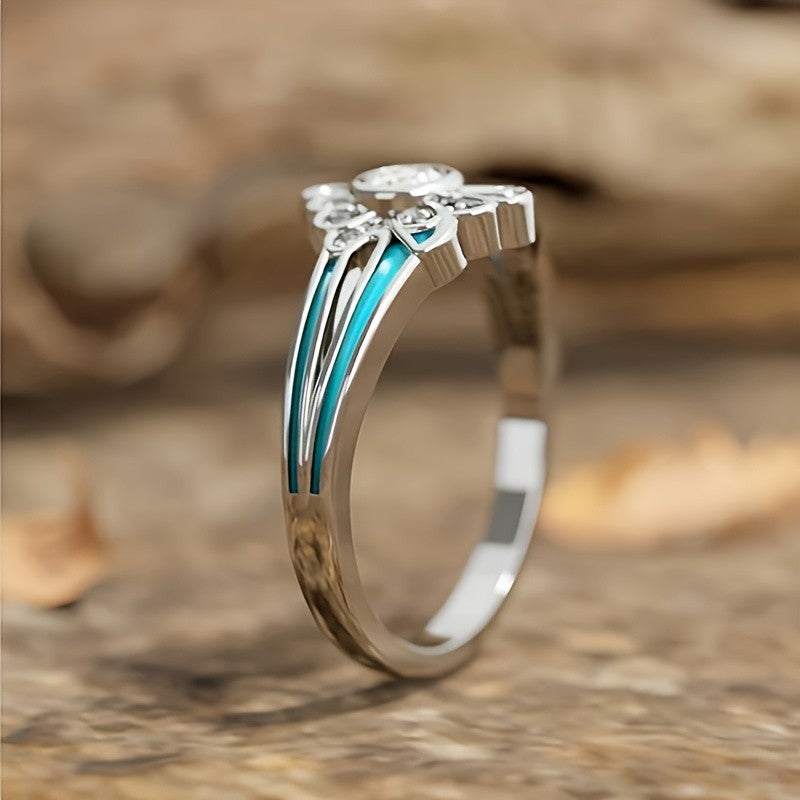 Turquoise Floral Statement Ring
