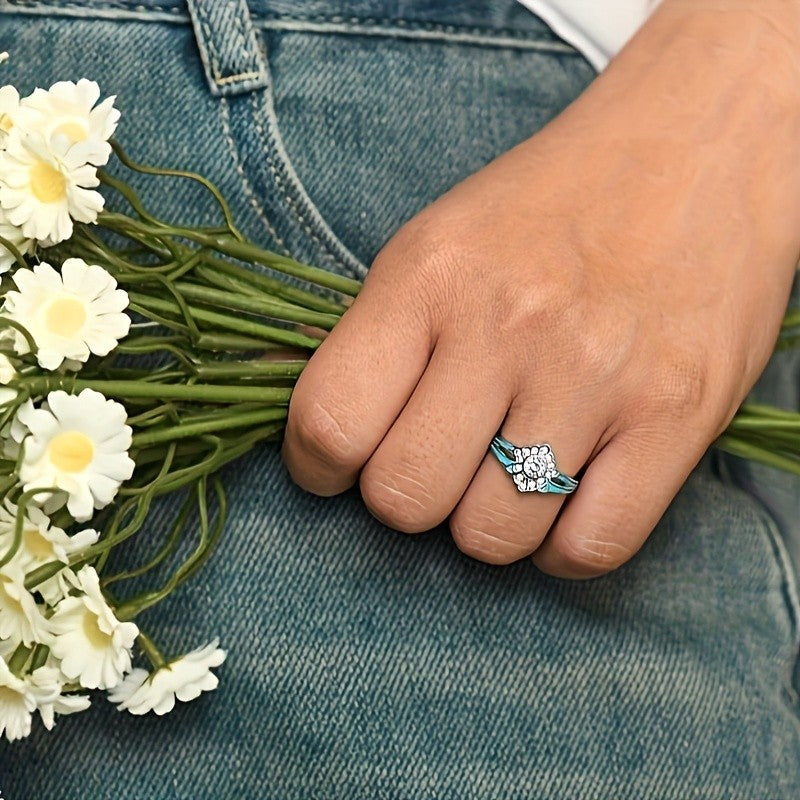 Turquoise Floral Statement Ring