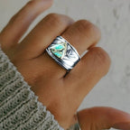 Retro Leaf Turquoise Statement Ring