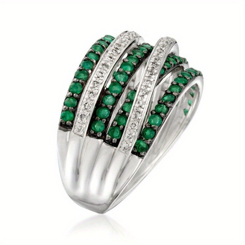 Elegant Green Gemstone Stack Ring