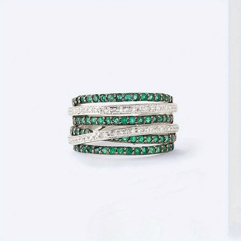 Elegant Green Gemstone Stack Ring