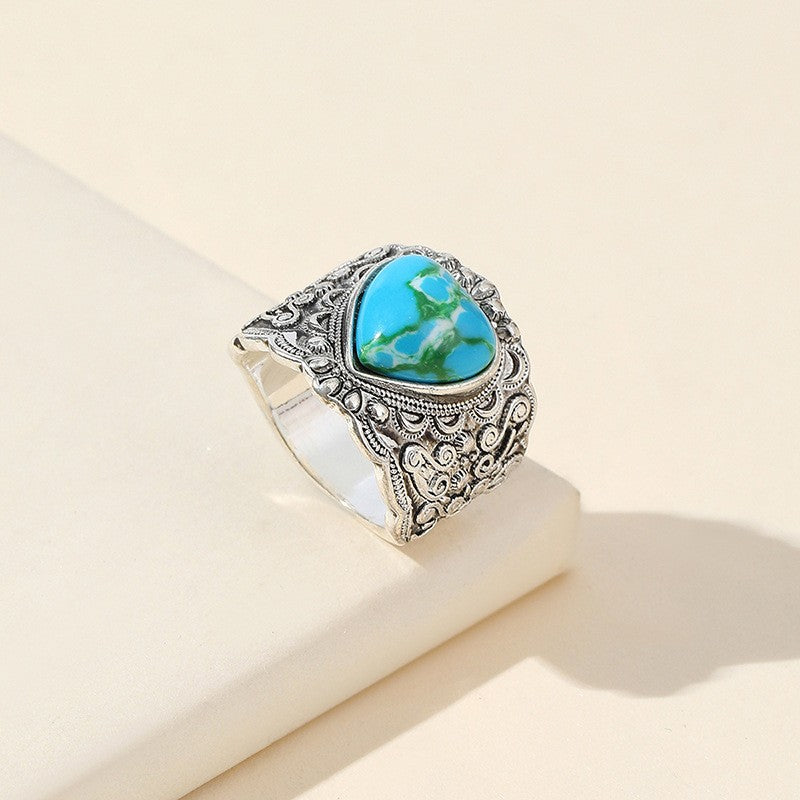 Ornate Turquoise Heart Ring