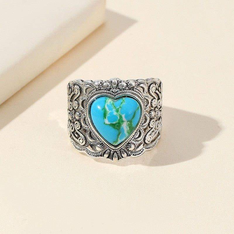 Ornate Turquoise Heart Ring