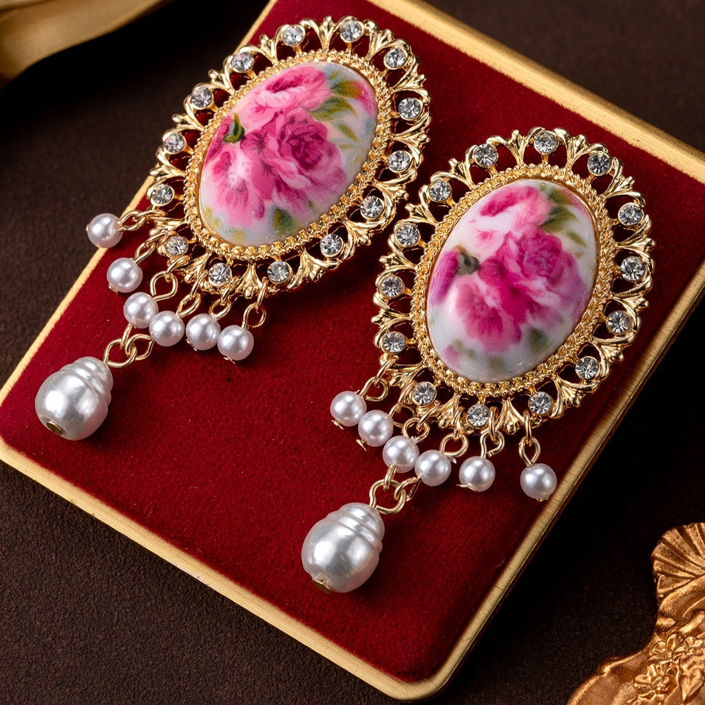 Vintage Floral Drop Earrings