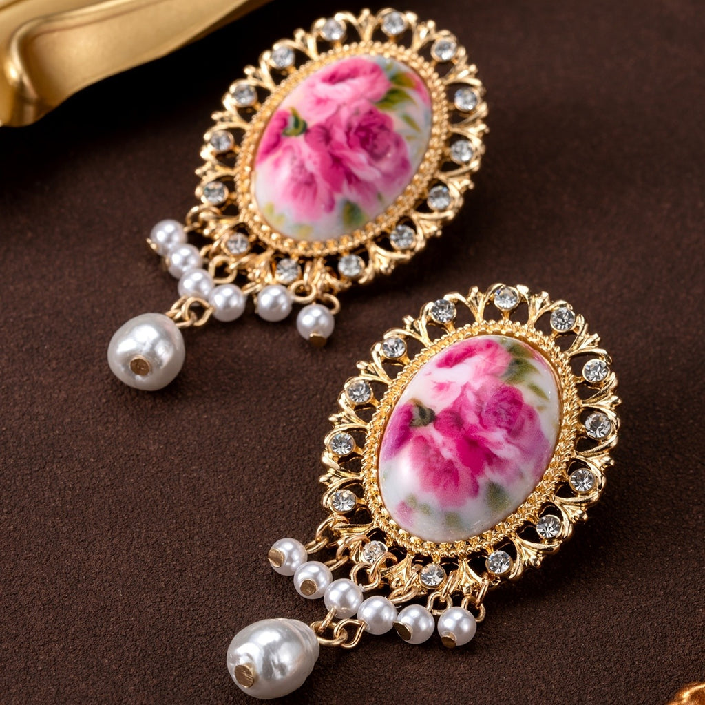Vintage Floral Drop Earrings