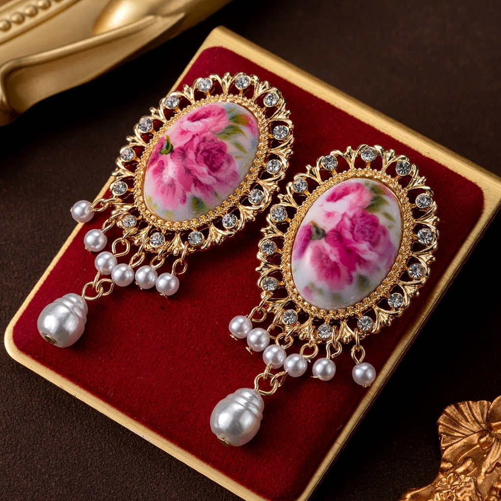 Vintage Floral Drop Earrings